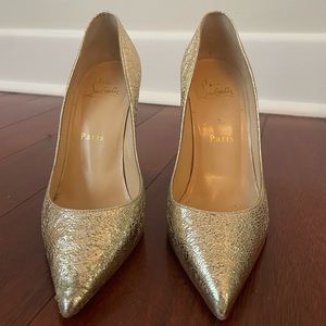 100% authentic Kate 100mm gold Christian Louboutin heels